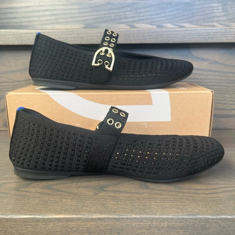 Rothy's Max Buckle Mary Jane flat in Black Mesh Size 7 - Like New! - Picture 3 of 14